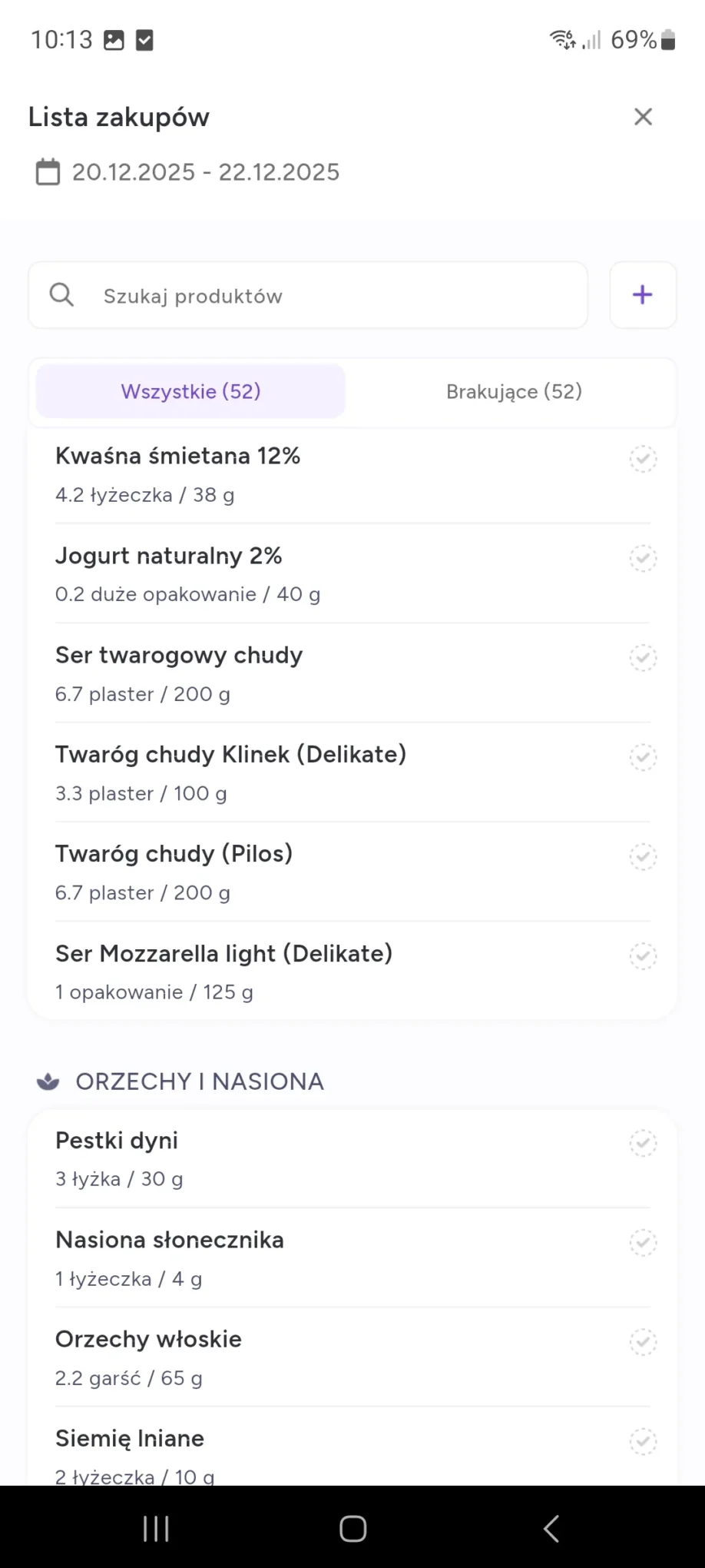 interaktywna lista zakupów ułatwia zaplanowanie tylko tego co brakuje